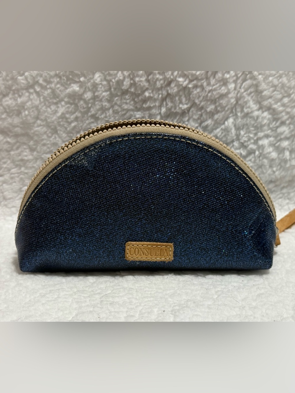 Consuela Dark Blue Glitter Medium Cosmetic Case
